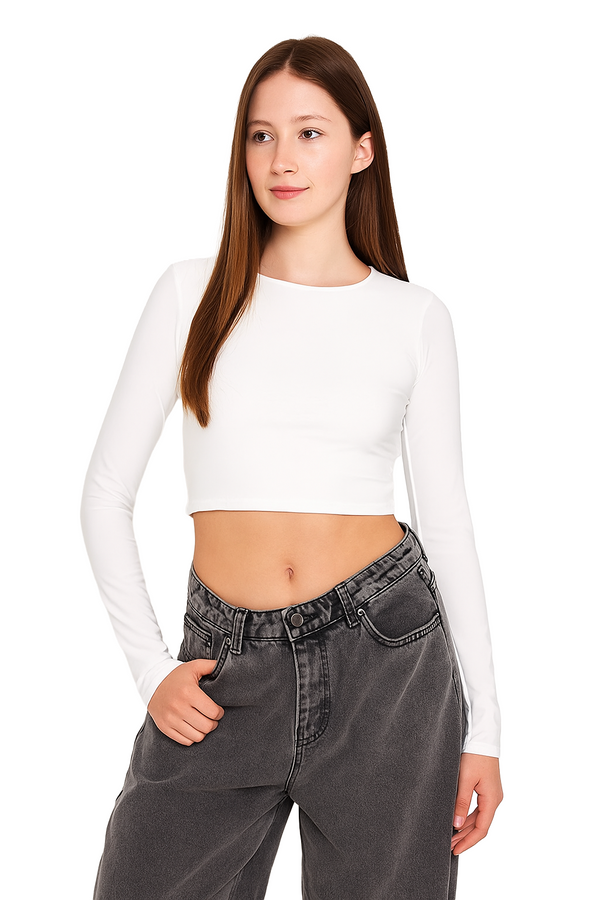 OHMYLINE Women's Micro Rib Baby Tee