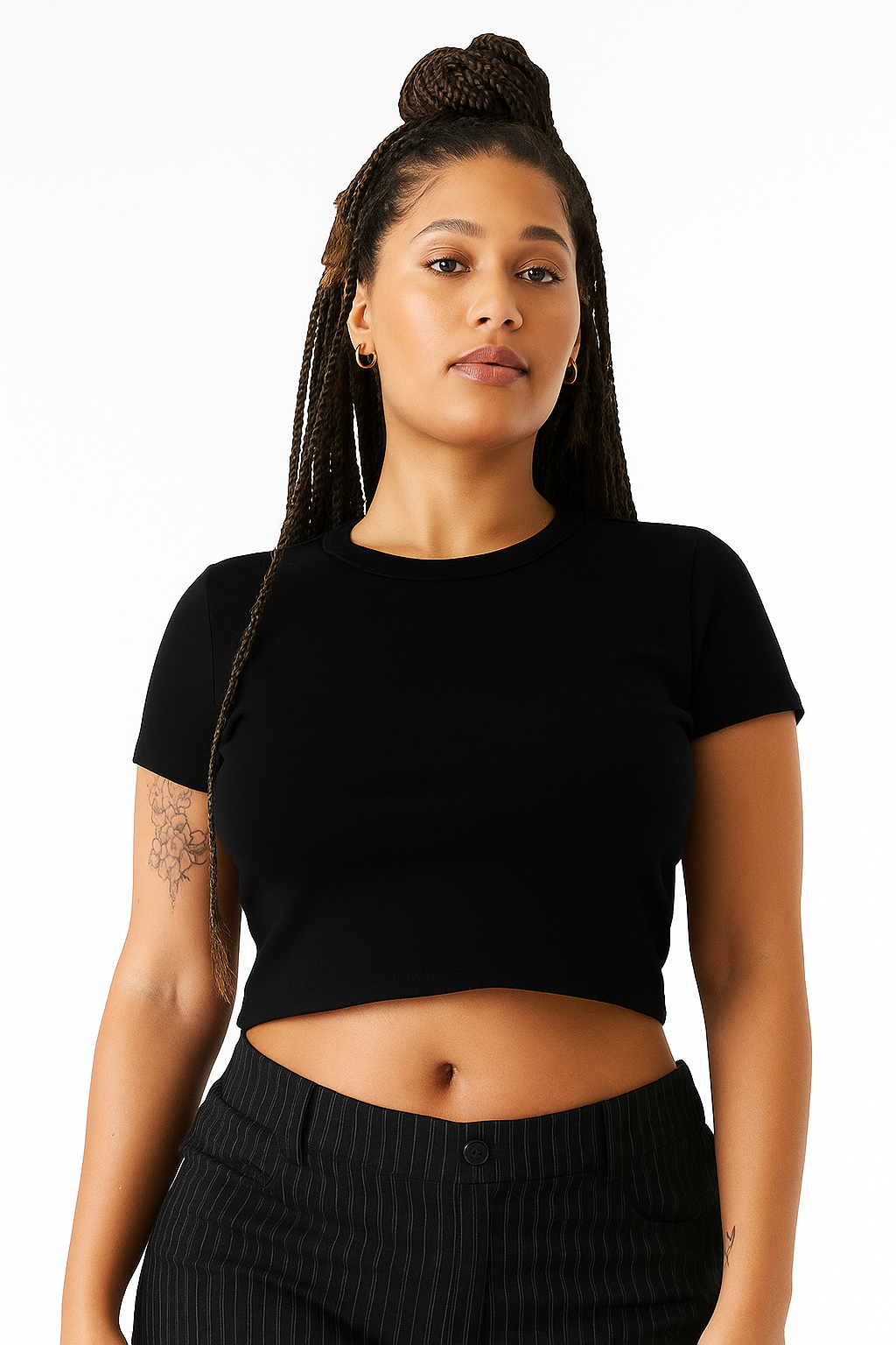 OHMYLINE Women's Micro Rib Baby Tee