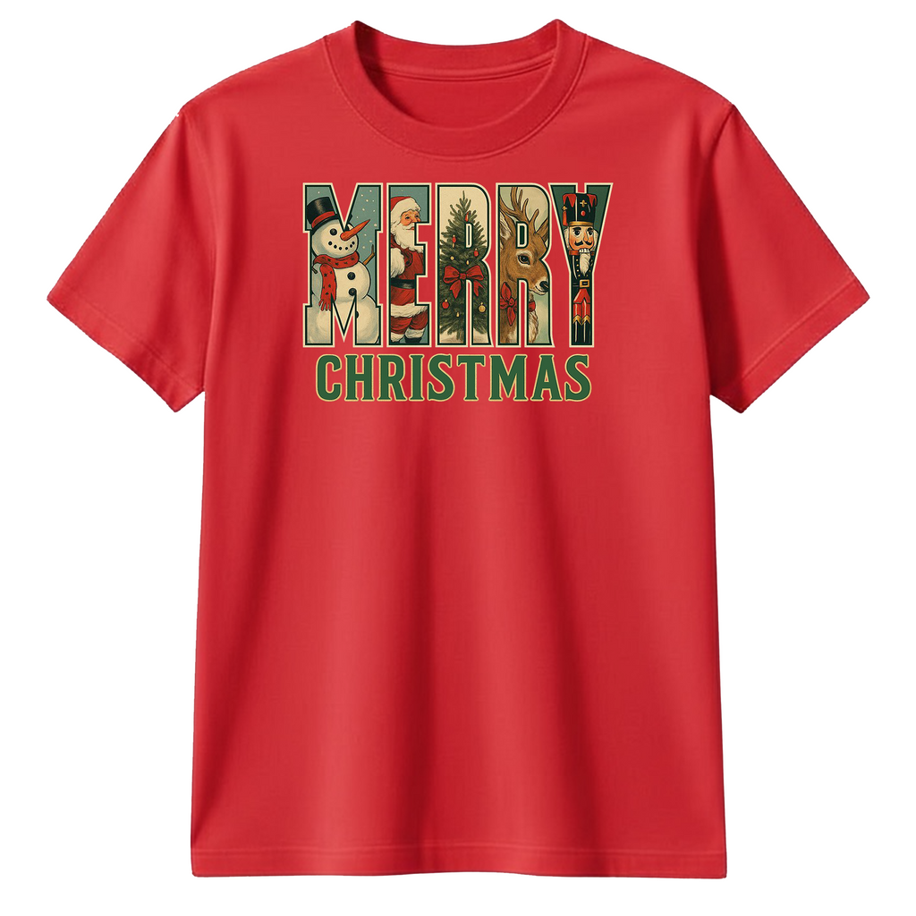 Merry Christmas T-Shirt – Bold Festive Graphic Tee, Unisex Holiday Shirt, Soft Cotton Gift for Men & Women