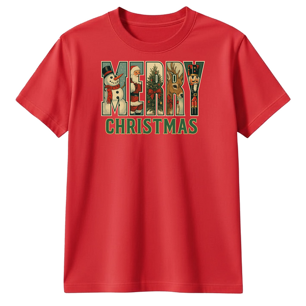 Merry Christmas T-Shirt – Bold Festive Graphic Tee, Unisex Holiday Shirt, Soft Cotton Gift for Men & Women