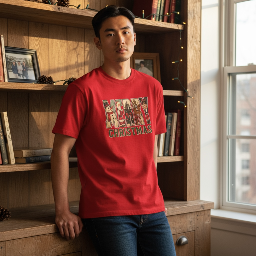 Merry Christmas T-Shirt – Bold Festive Graphic Tee, Unisex Holiday Shirt, Soft Cotton Gift for Men & Women