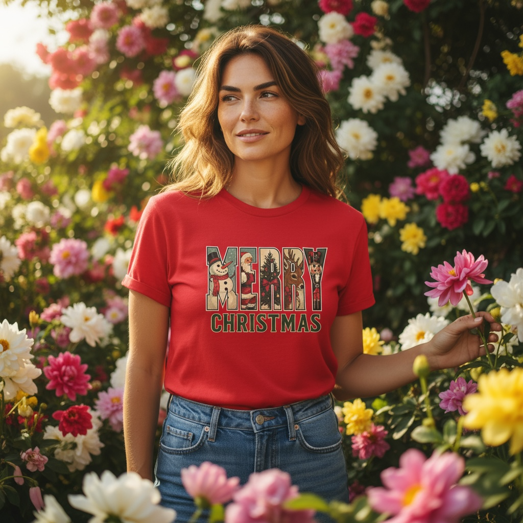 Merry Christmas T-Shirt – Bold Festive Graphic Tee, Unisex Holiday Shirt, Soft Cotton Gift for Men & Women